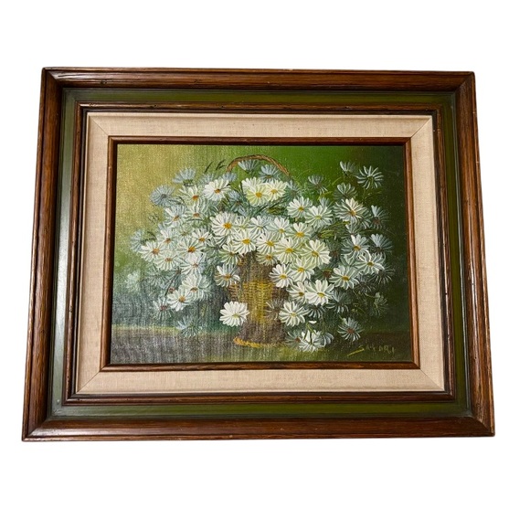 Other - Vintage Artist Signed SATORI Original Daisy Oil Painting.